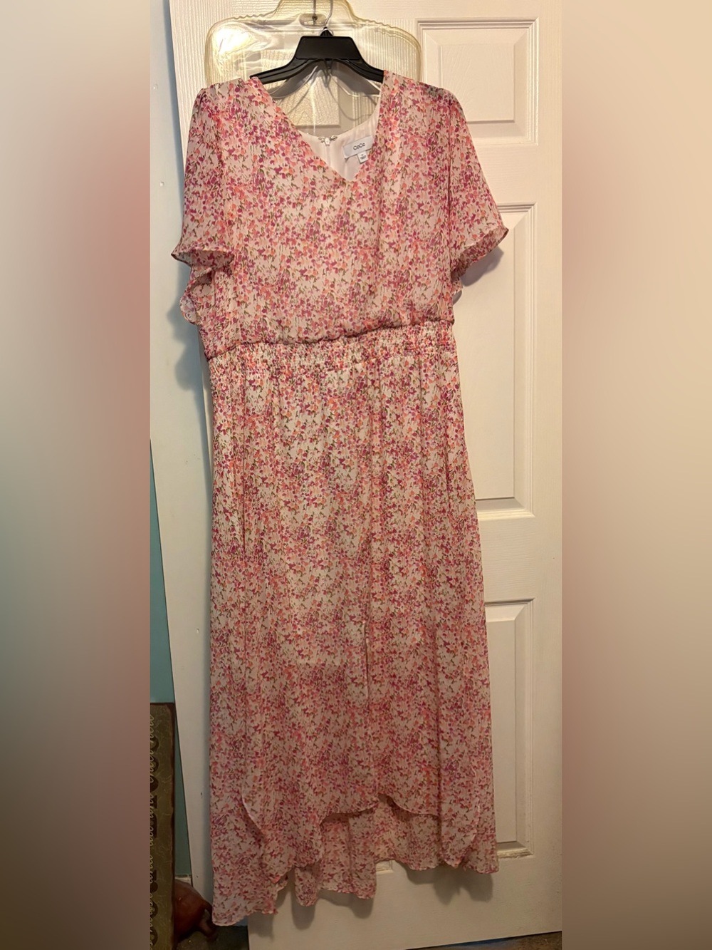 CeCe Pink & Cream Floral Maxi Skirt